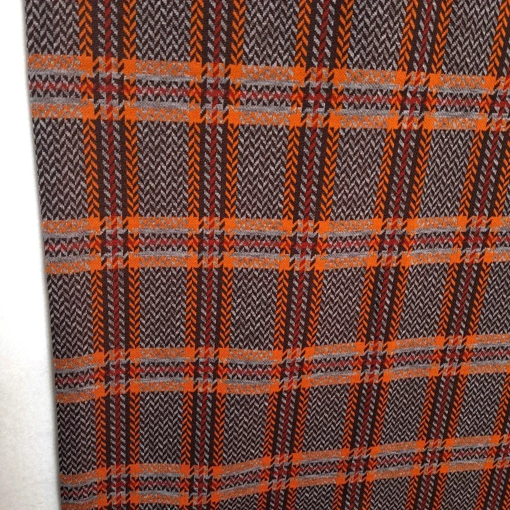 Vintage 1970s Plaid Herringbone Fabric 1.55 Yards 60